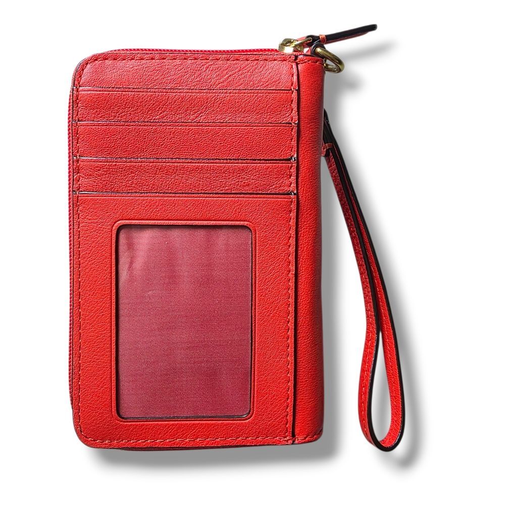 Coach Orange/Red turnlock Leather Wallet Wristlet - Picture 2 of 7